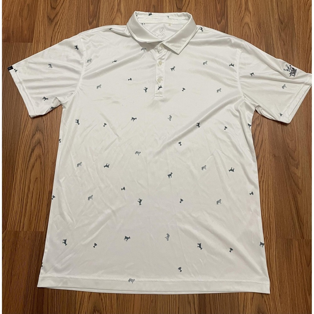 Swannies Golf Polo Mens Large Elk Creek Print Performance Lightweight